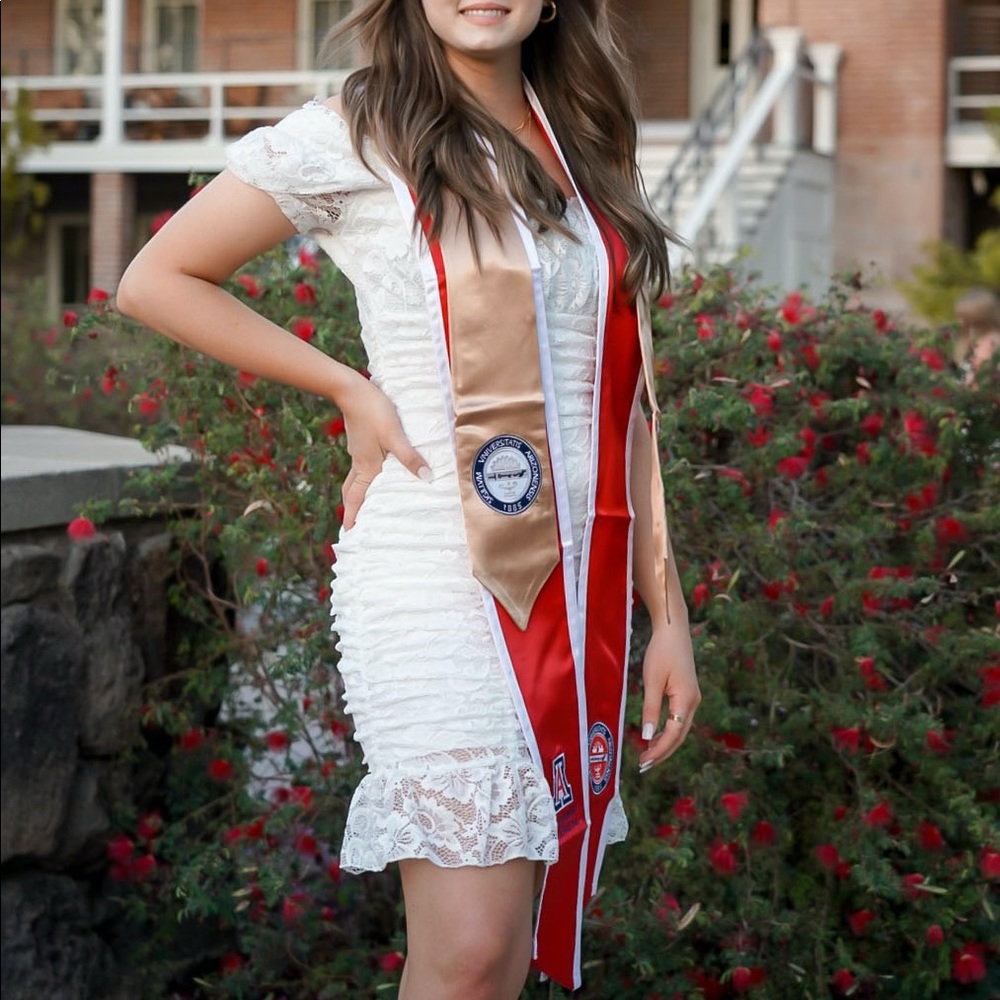 White Lace Graduation Dress